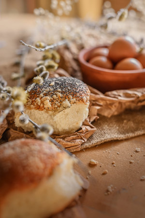 Easter still life in warm colors.