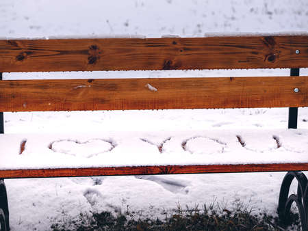 Love in the snow. Declaration of love. sign of attention.の写真素材