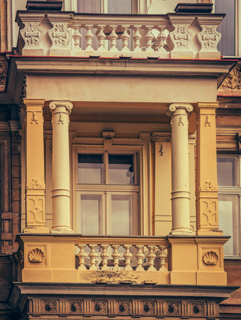 Historic architecture of Karlovy Vary with elegant facades, golden domes and ornate details reflecting the cultural and architectural richness of the spa town.の写真素材