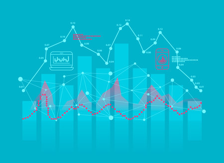 Visualization financial graph and stock chart. Exchange and financial report concept. Vector...