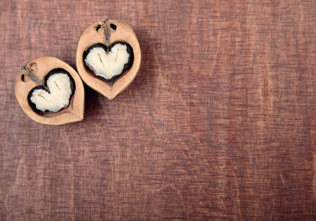 walnut halves in the form of hearts