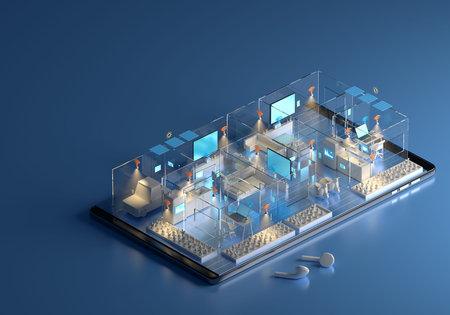 home technology system information idea concept. ecological network control house function...