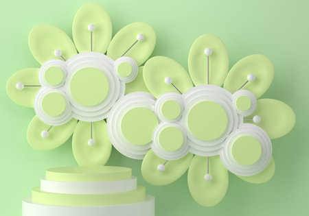 3d background pastel flower concept. platform product show. podium minimal object. clean pastel...