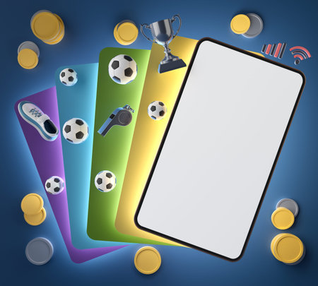football live online from a smartphone. sport competition program. football balls object. football...