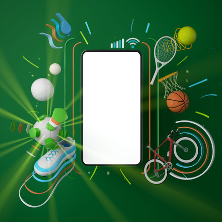 sport live online from a smartphone. sport competition program. game application. white screen...