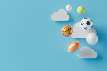 sports ball on sci-fi background. 3d illustrator. competition concept. casino backdrop design. 3d...