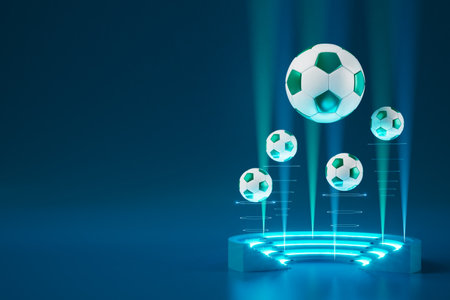 sports ball on sci-fi background. 3d illustrator. competition concept. casino backdrop design. 3d object. champion winner environment. football basketball volleyball golf tennis gameplay. copy space.の写真素材