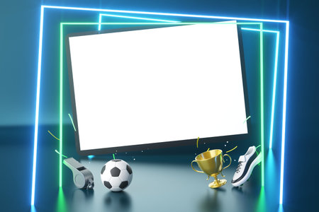 football ball object in the abstract background. light neon shape digital concept. ball symbol...