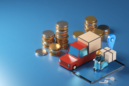 shopping online on a smartphone or mobile, 3d illustrator, online shop store concept background,...