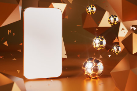 football 3d object in the abstract background, arena concept design, copy space, 3d illustration, glow neon light text frame, 3d rendering element, soccer game sport, sports equipment, realistic ballの写真素材