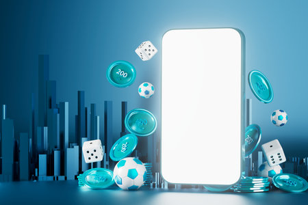 football 3d object in the abstract background, arena concept design, copy space, 3d illustration, glow neon light text frame, 3d rendering element, soccer game sport, sports equipment, realistic ballの写真素材