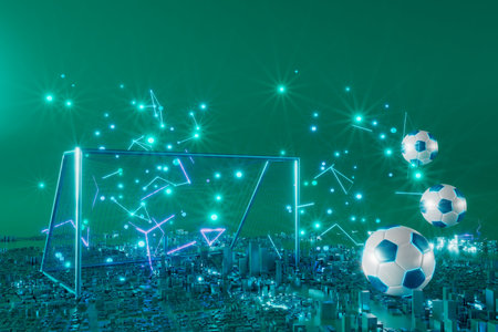football ball object. online sport lives watch. 3d illustration. soccer ball background design....