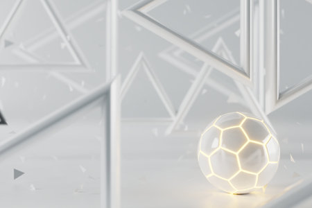 football balls object, sport ball design, football element concept, 3d illustration, abstract football technology, smartphone mobile screen, green grass field, online sport live, casino sport businessの写真素材
