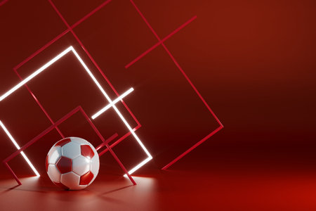 football balls object, sport ball design, football element concept, 3d illustration, abstract football technology, smartphone mobile screen, green grass field, online sport live, casino sport businessの写真素材