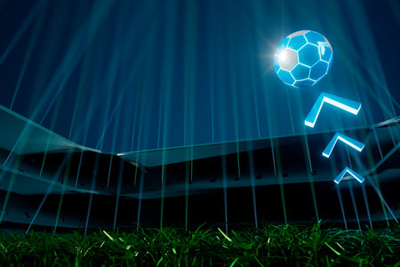 3d football object design. realistic rendering. abstract futuristic background. 3d illustration. motion geometry concept. sport competition graphic. tournament game bet content. soccer ball element.の写真素材