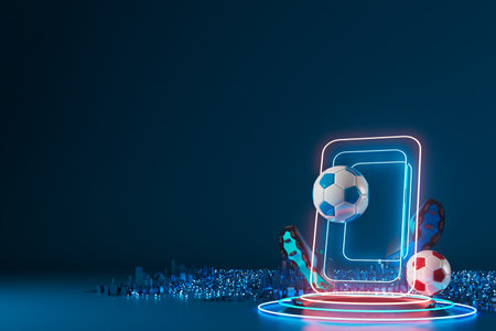 3d football object design. realistic rendering. abstract futuristic background. 3d illustration. motion geometry concept. sport competition graphic. tournament game bet content. soccer ball element.の写真素材