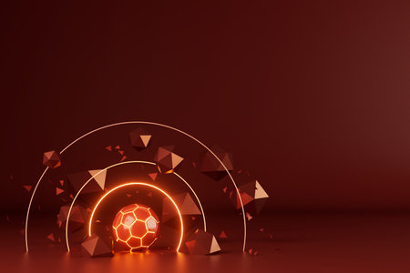 3d football object design. realistic rendering. abstract futuristic background. 3d illustration. motion geometry concept. sport competition graphic. tournament game bet content. soccer ball element.の写真素材