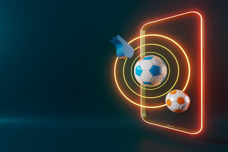 3d football object design. realistic rendering. abstract futuristic background. 3d illustration. motion geometry concept. sport competition graphic. tournament game bet content. soccer ball element.の写真素材