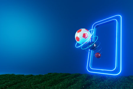 3d football object design. realistic rendering. abstract futuristic background. 3d illustration. motion geometry concept. sport competition graphic. tournament game bet content. soccer ball element.の写真素材