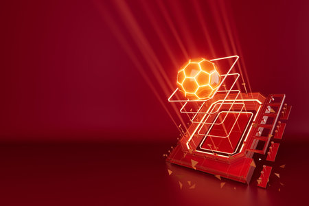 3d football object design. realistic rendering. abstract futuristic background. 3d illustration....
