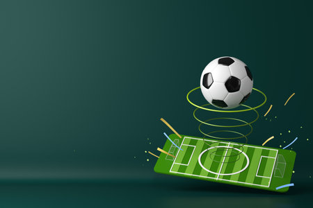 3d football object design. realistic rendering. abstract futuristic background. 3d illustration. motion geometry concept. sport competition graphic. tournament game bet content. soccer ball element.の写真素材