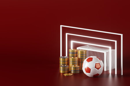 3d football object design. realistic rendering. abstract futuristic background. 3d illustration. motion geometry concept. sport competition graphic. tournament game bet content. soccer ball element.の写真素材