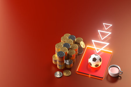 3d football object design. realistic rendering. abstract futuristic background. 3d illustration. motion geometry concept. sport competition graphic. tournament game bet content. soccer ball element.の写真素材