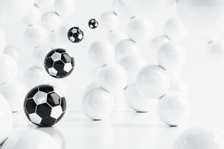 3d football object design. realistic rendering. abstract futuristic background. 3d illustration. motion geometry concept. sport competition graphic. tournament game bet content. soccer ball element.の写真素材