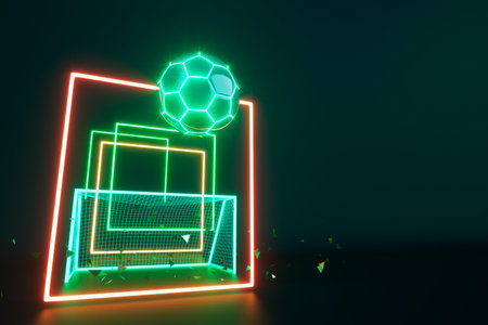 3d football object design. realistic rendering. abstract futuristic background. 3d illustration. motion geometry concept. sport competition graphic. tournament game bet content. soccer ball element.の写真素材