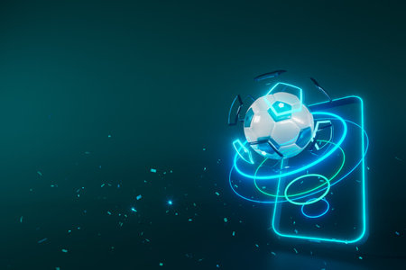 3d football object design. realistic rendering. abstract futuristic background. 3d illustration. motion geometry concept. sport competition graphic. tournament game bet content. soccer ball element.の写真素材