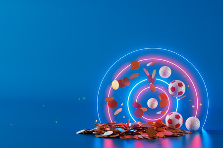 3d football object design. realistic rendering. abstract futuristic background. 3d illustration. motion geometry concept. sport competition graphic. tournament game bet content. soccer ball element.の写真素材