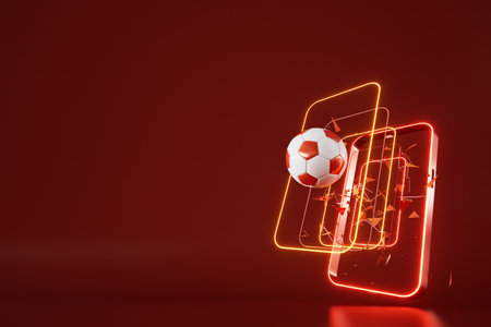 3d football object design. realistic rendering. abstract futuristic background. 3d illustration. motion geometry concept. sport competition graphic. tournament game bet content. soccer ball element.の写真素材