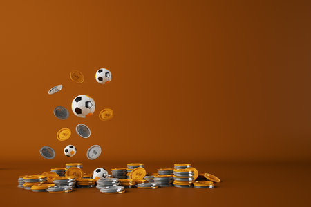 3d football object design. realistic rendering. abstract futuristic background. 3d illustration. motion geometry concept. sport competition graphic. tournament game bet content. soccer ball element.の写真素材