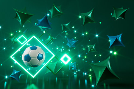 3d football object design. realistic rendering. abstract futuristic background. 3d illustration. motion geometry concept. sport competition graphic. tournament game bet content. soccer ball element.の写真素材