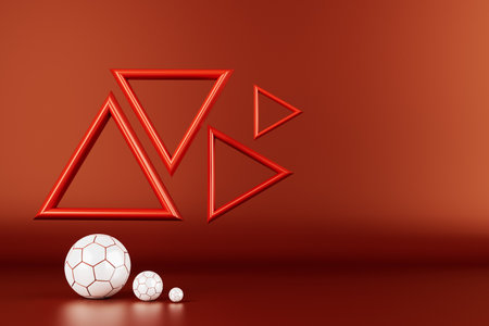 3d football object design. realistic rendering. abstract futuristic background. 3d illustration. motion geometry concept. sport competition graphic. tournament game bet content. soccer ball element.の写真素材