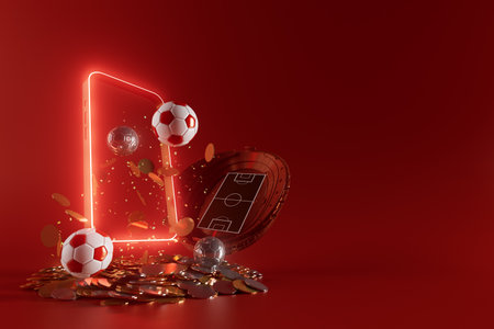 3d football object design. realistic rendering. abstract futuristic background. 3d illustration. motion geometry concept. sport competition graphic. tournament game bet content. soccer ball element.の写真素材