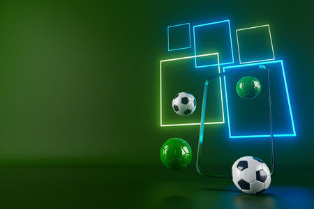 3d football object design. realistic rendering. abstract futuristic background. 3d illustration. motion geometry concept. sport competition graphic. tournament game bet content. soccer ball element.の写真素材