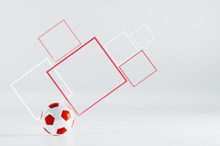 3d football object design. realistic rendering. abstract futuristic background. 3d illustration. motion geometry concept. sport competition graphic. tournament game bet content. soccer ball element.の写真素材