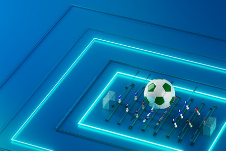 3d football object design. realistic rendering. abstract futuristic background. 3d illustration. motion geometry concept. sport competition graphic. tournament game bet content. soccer ball element.の写真素材