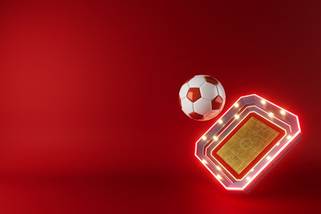 3d football object design. realistic rendering. abstract futuristic background. 3d illustration. motion geometry concept. sport competition graphic. tournament game bet content. soccer ball element.の写真素材