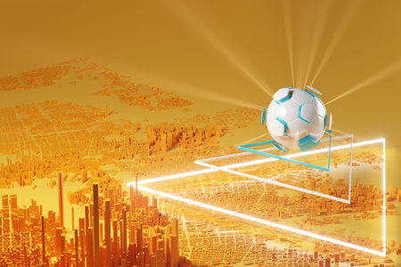 3d football object design. realistic rendering. abstract futuristic background. 3d illustration....