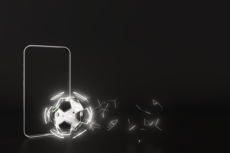 3d football object design. realistic rendering. abstract futuristic background. 3d illustration. motion geometry concept. sport competition graphic. tournament game bet content. soccer ball element.の写真素材