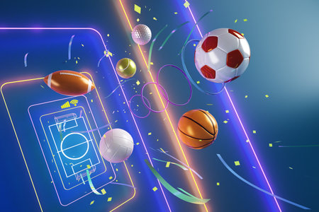 3d football object design. realistic rendering. abstract futuristic background. 3d illustration. motion geometry concept. sport competition graphic. tournament game bet content. soccer ball element.の写真素材