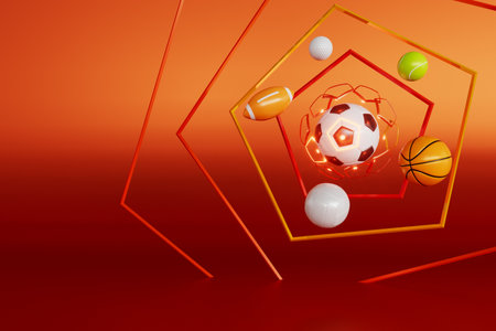 3d football object design. realistic rendering. abstract futuristic background. 3d illustration. motion geometry concept. sport competition graphic. tournament game bet content. soccer ball element.の写真素材