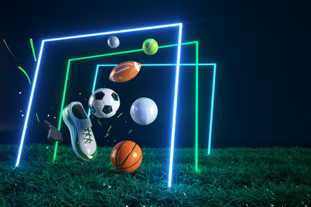 3d football object design. realistic rendering. abstract futuristic background. 3d illustration. motion geometry concept. sport competition graphic. tournament game bet content. soccer ball element.の写真素材