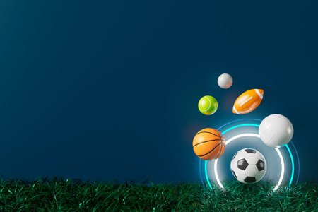 3d football object design. realistic rendering. abstract futuristic background. 3d illustration. motion geometry concept. sport competition graphic. tournament game bet content. soccer ball element.の写真素材