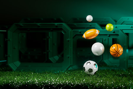 3d football object design. realistic rendering. abstract futuristic background. 3d illustration. motion geometry concept. sport competition graphic. tournament game bet content. soccer ball element.の写真素材