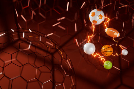 3d football object design. realistic rendering. abstract futuristic background. 3d illustration. motion geometry concept. sport competition graphic. tournament game bet content. soccer ball element.の写真素材