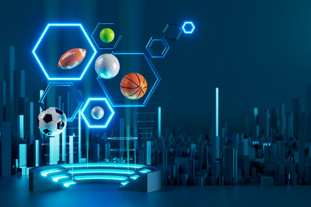 3d football object design. realistic rendering. abstract futuristic background. 3d illustration. motion geometry concept. sport competition graphic. tournament game bet content. soccer ball element.の写真素材