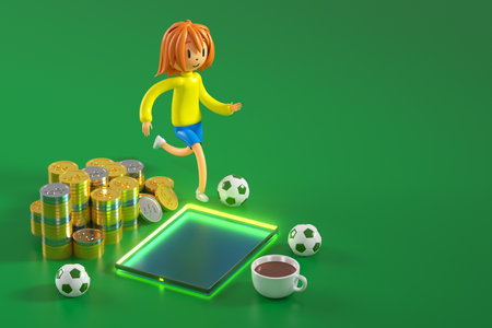 3d boy cartoon character in action with clipping path. 3d illustrator. sport activity. exercise fitness. workout training lifestyle. man player. technology VR. gym outdoor. cyberspace object concept.の写真素材